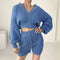 Conjunto Casual Cardigan Escote V con Short Cintura Alta