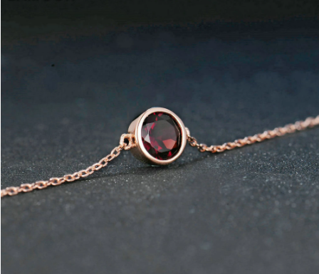 Pulsera de Granate Natural con Baño de Oro Rosa y Plata de Ley - Image 4