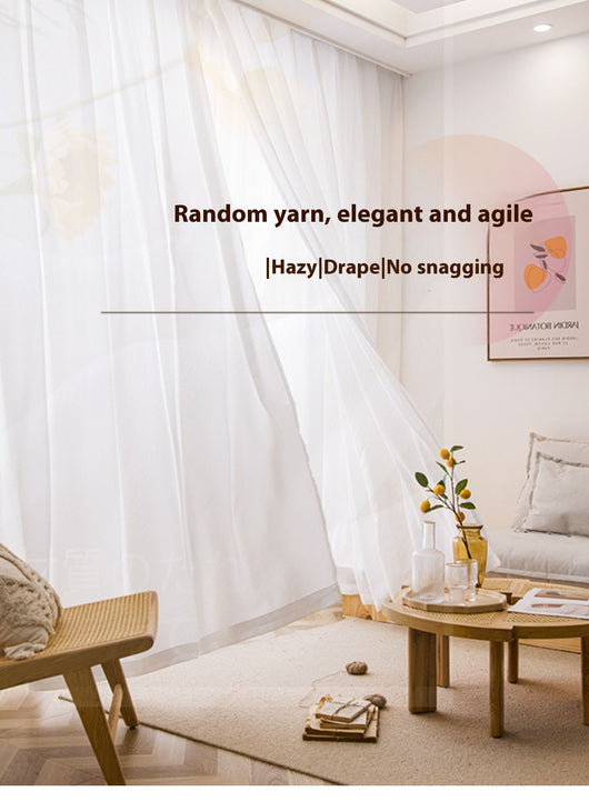 White translucent thickened sunscreen curtain made of hemp yarn with grommet top, hanging in a modern window. - Image 13