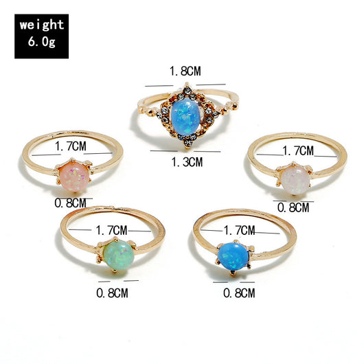 Juego de Anillos de Ópalo Simulado en Colores Candy - Image 6