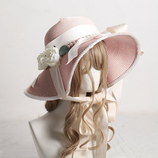 Sombrero de Paja para Mujer con Protección Solar y Lazo Decorativo - Image 2