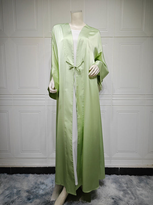 Vestido Abaya de Satén Suave - Moda Elegante Oriente Medio - Image 5