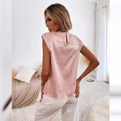 Blusa Satinada Suelta de Manga Corta para Mujer - Image 3