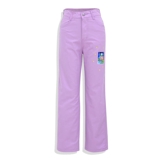 Jeans Morados Holgados de Cintura Media para Mujer - Image 4