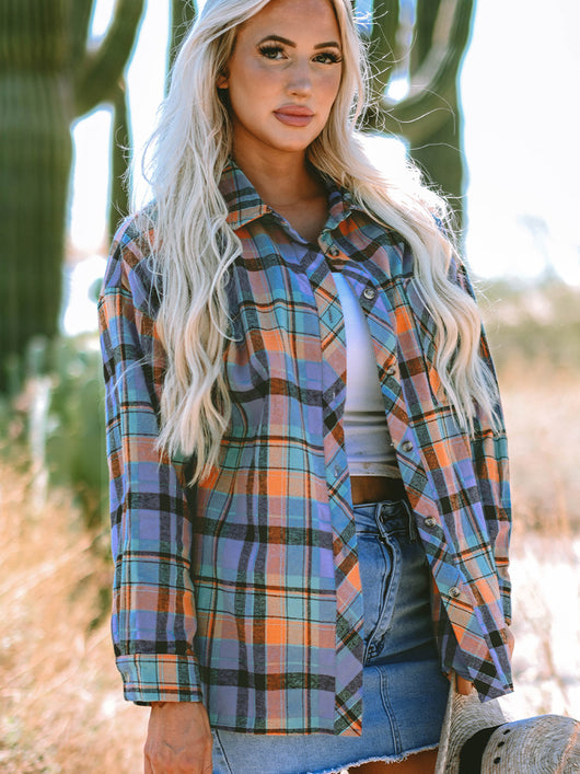 Camisa Cuadros Casual Suelta con Múltiples Hebillas para Mujer - Image 11