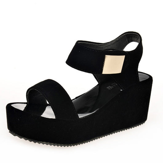 Sandalias Plataforma Coreanas con Tacón Cuña y Punta Abierta - Estilo Romano Moderno - Image 2