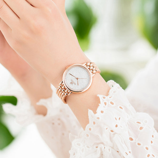 Reloj de Cuarzo para Mujer con Diamantes y Esfera Pequeña - Diseño Minimalista Verano