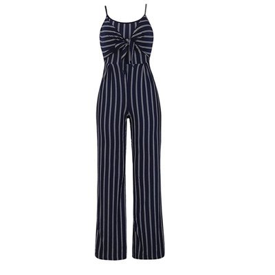 Jumpsuit Elegante de Piernas Anchas con Tirantes y Rayas - Image 5