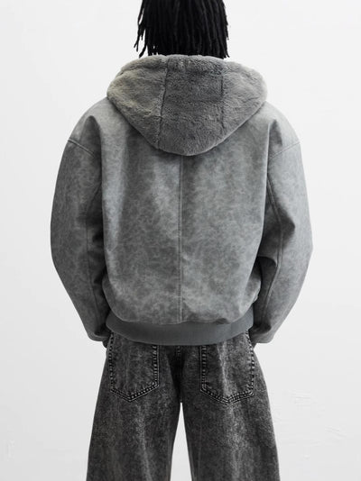 Chaqueta Bomber Reversible con Capucha de Cuero Sintético para Hombre - Image 3