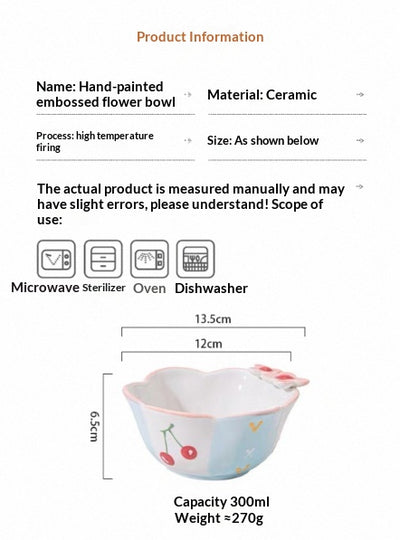 Plato para Desayuno de Cerámica Artesanal con Relieve Floral Pintado a Mano - Image 15