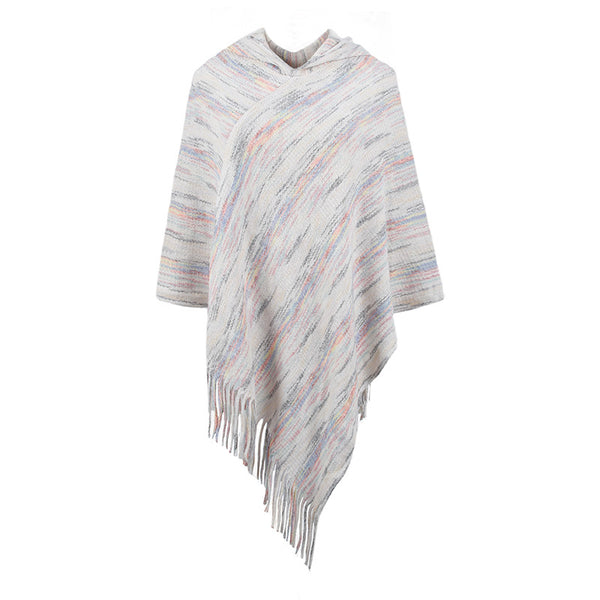 Capa Rayas con Capucha y Borlas para Mujer - Image 6