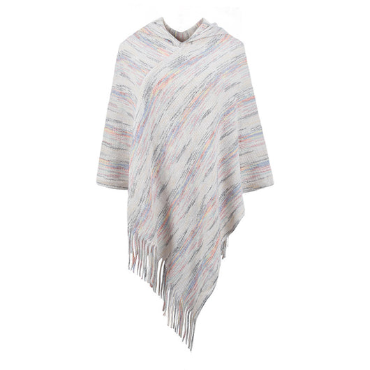 Capa Rayas con Capucha y Borlas para Mujer - Image 6