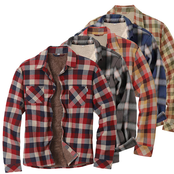 Chaqueta Camisa de Franela Térmica para Hombre - Abrigo Grueso Otoño Invierno