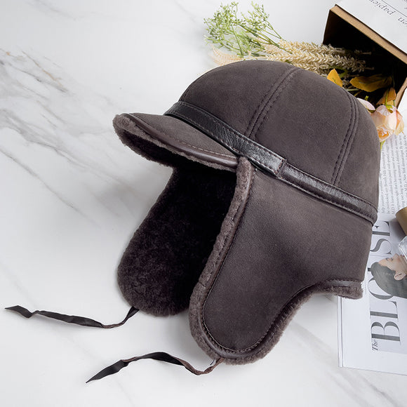 Gorro de Cuero con Orejeras Acolchadas para Invierno