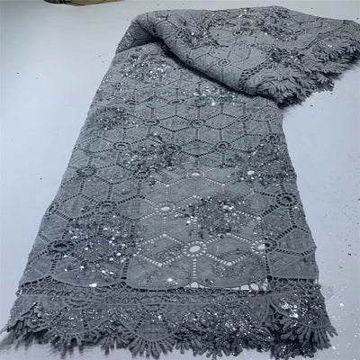 Tela de Encaje Bordado Soluble en Agua con Lentejuelas para Vestidos de Novia y Fiesta - Image 5