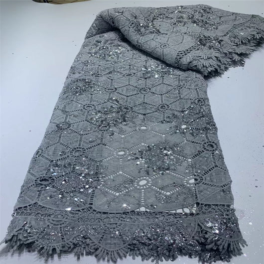 Tela de Encaje Bordado Soluble en Agua con Lentejuelas para Vestidos de Novia y Fiesta - Image 5