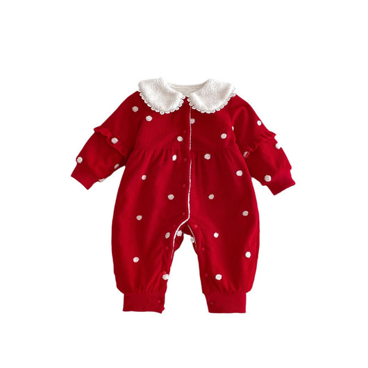 Pijama Enterizo Térmico para Bebé con Forro Polar Lunares Rojo - Image 5