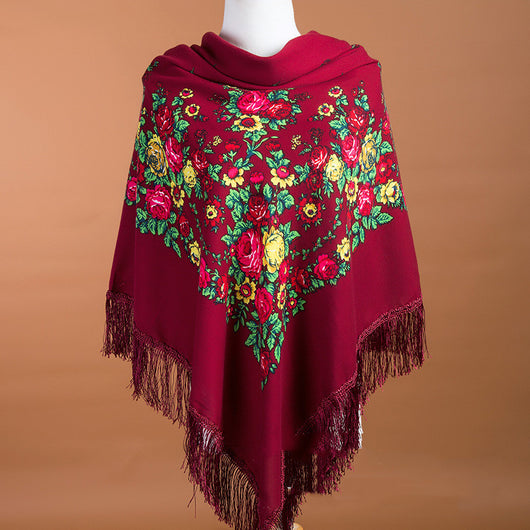 Foulard Cuadrado Étnico con Flecos - Abrigo Cálido y Elegante - Image 9