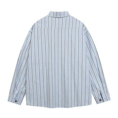 Camisa Manga Larga Estampado Letras con Rayas Verticales para Hombre - Image 3
