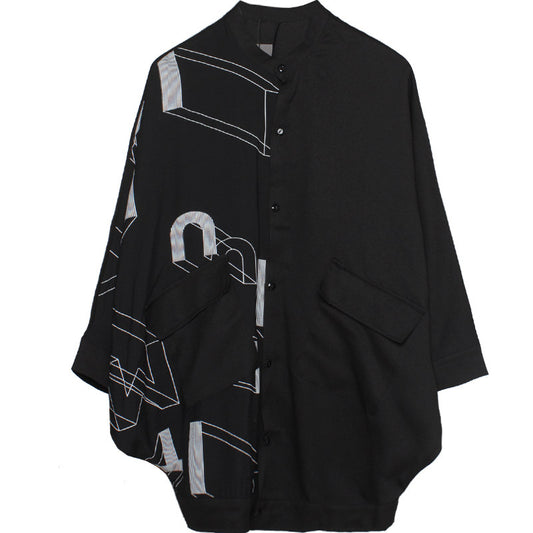 Blusa Suelta con Patrón Geométrico y Mangas Murciélago