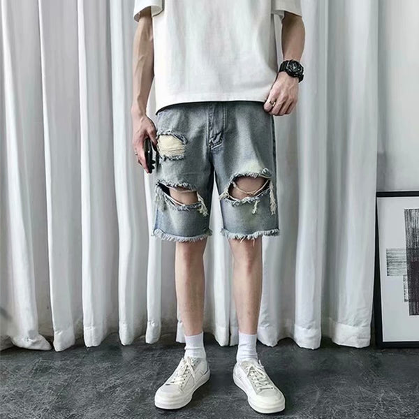 Shorts Vaqueros Rotos Ultraligeros para Hombre - Estilo Verano