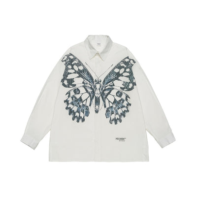 Camisa de Trabajo con Estampado Mariposa - Hombre Casual Manga Larga - Image 6