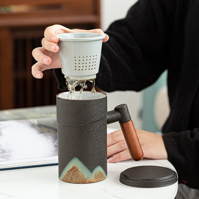 Taza Grande de Cerámica con Filtro para Té y Tapa - Oficina - Image 14