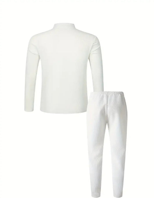 Conjunto Casual de Pantalón y Camiseta Henley Texturizada de Manga Larga para Hombre - Image 27