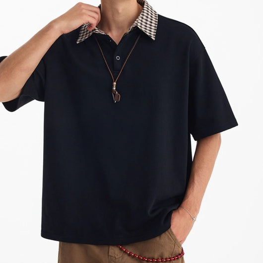 Camisa Retro de Cuadros con Solapa - Diseño Vintage de Dos Tonos - Image 9