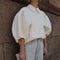 Camisa Suelta con Solapas Grandes para Mujer - Estilo Literary