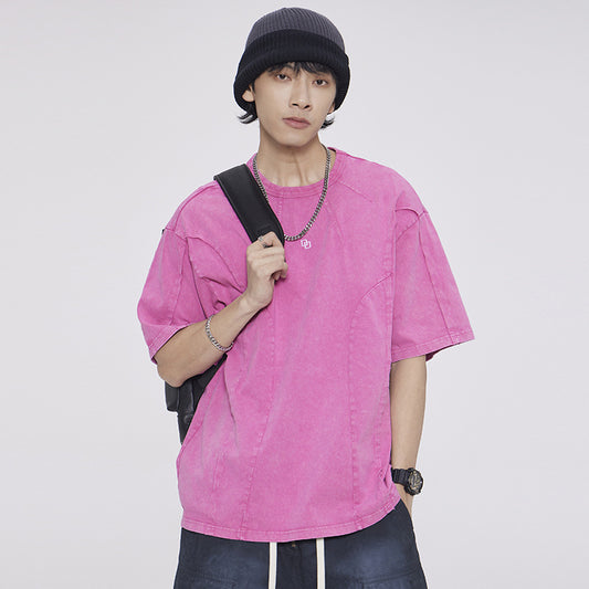 Playera Patchwork Lavado Americano de Manga Corta para Hombre