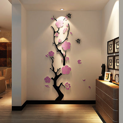 Adhesivo Mural 3D de Cristal Acrílico - Flor de Cerezo para Pared de TV - Image 9