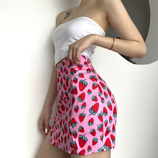 Falda Corta Cintura Alta con Estampado de Cerezas y Abertura Lateral - Image 18