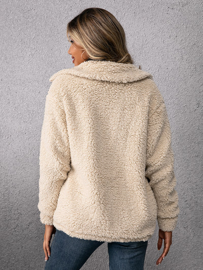 Abrigo Polar Corto con Solapa y Botones para Mujer - Image 4
