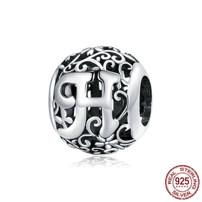 Abalorios de Plata Esterlina con 26 Letras del Alfabeto Inglés Patrón Bosque - Image 28