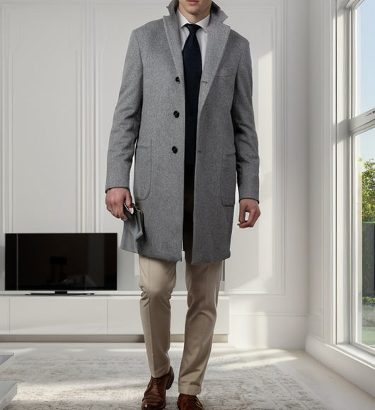 Abrigo de Lana Estilo Británico Largo para Hombre - Image 15