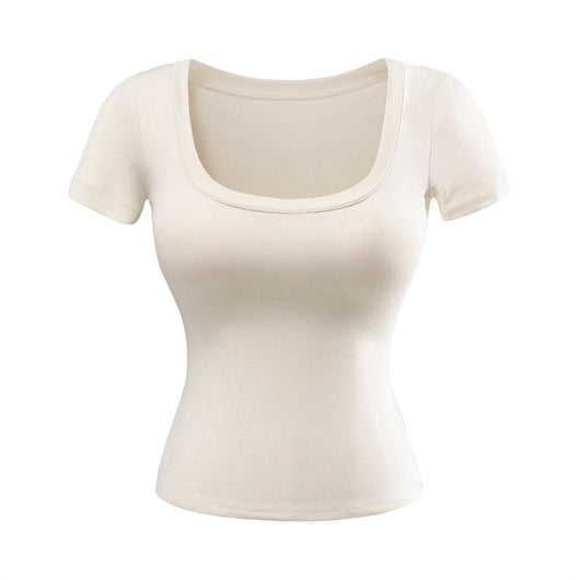 Playera Ajustada Cuello U Manga Corta para Mujer - Image 7