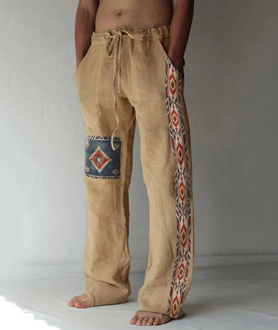 Pantalones Casuales Sueltos de Lino Estampado para Hombre - Image 28