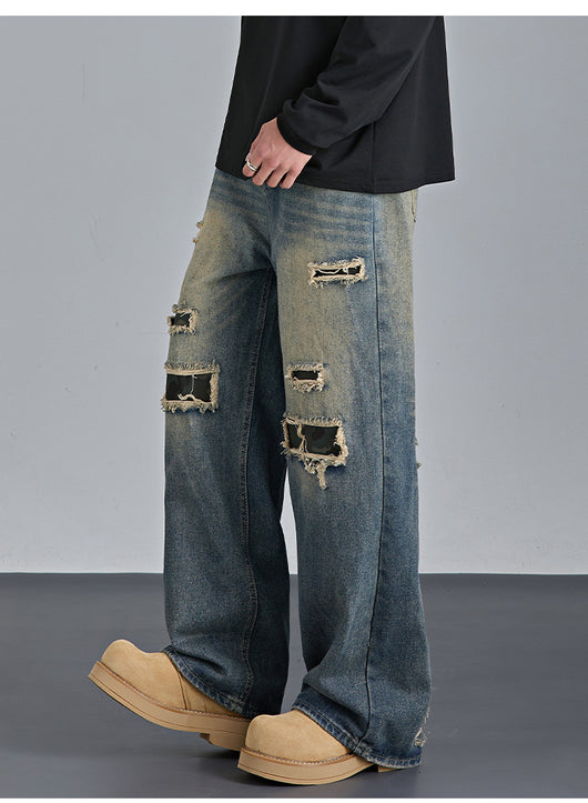 Pantalones Vaqueros Rotos Camuflaje Estilo Urbano Americano para Hombre - Image 11
