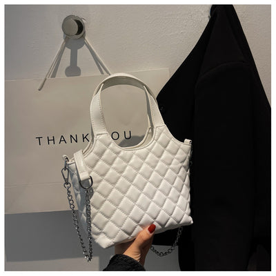 Bolsa Tote Elegante con Cadena Acolchada Cuadros Diamante - Bolso Crossbody de Gran Capacidad - Image 12