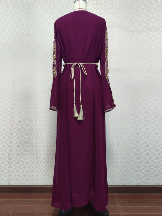 Vestido Árabe Dubái con Bordado y Apliques de Lujo - Image 17
