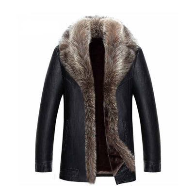 Chaqueta de Cuero Casual para Hombre con Cuello de Piel - Image 16