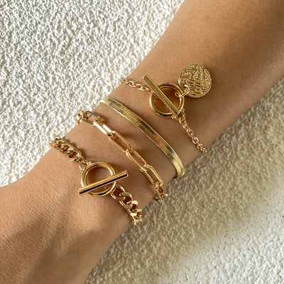 Pulsera de Cadena Hueca con Diseño Serpiente en Metal - Image 3