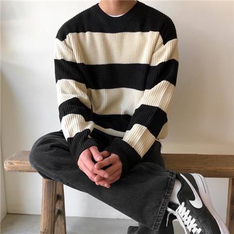 Suéter a Rayas Holgado para Hombre - Estilo Relajado y Moderno
