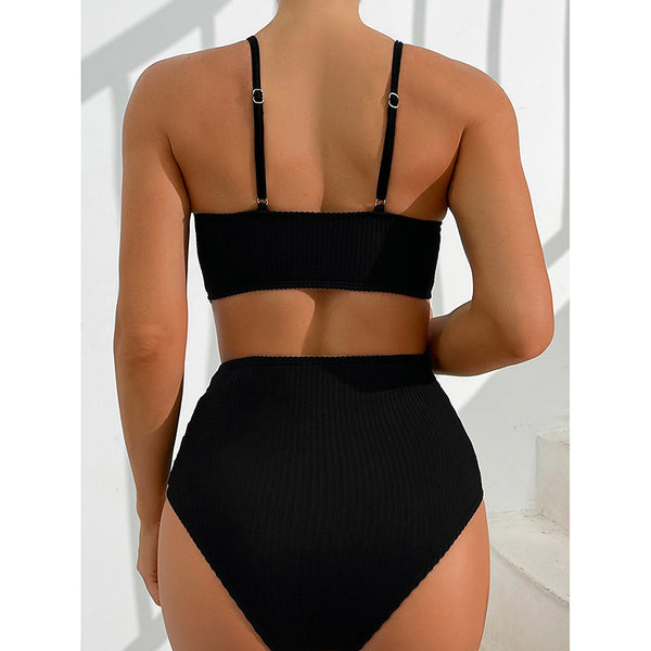 Bikini Dos Piezas Diseño Rayas Hundidas - Traje de Baño Moderno