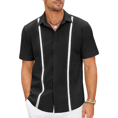 Camisa Manga Corta con Cuello Contrastante para Hombre - Image 2