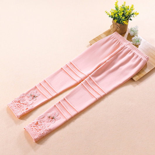 Pantalones Largos Estilo Vaquero con Encaje para Niñas - Image 7