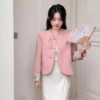 Abrigo Corto Mujer Estilo Hanbok con Botones de Rana - Primavera Otoño - Image 5