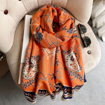 Bufanda de Cachemira con Diseño Japonés para Mujer - Otoño e Invierno - Image 6
