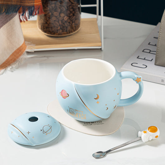 Taza Cerámica Astronauta con Tapa y Cuchara - Diseño Planeta - Image 15